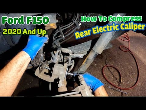 How to compress rear electric power brake caliper on ford 2018 to 2020 F150