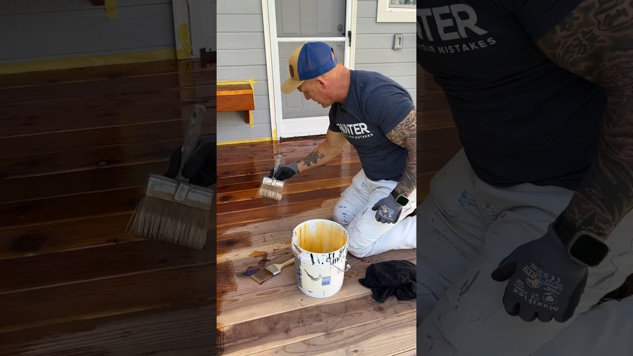 Applying Expert Stain & Seal. #redwoo #decks #tips