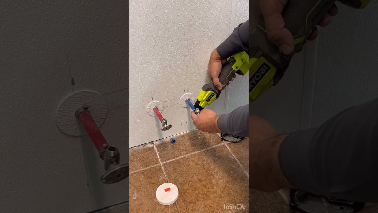Installing a shutoff valve on PEX pipe. #shorts #plumbing