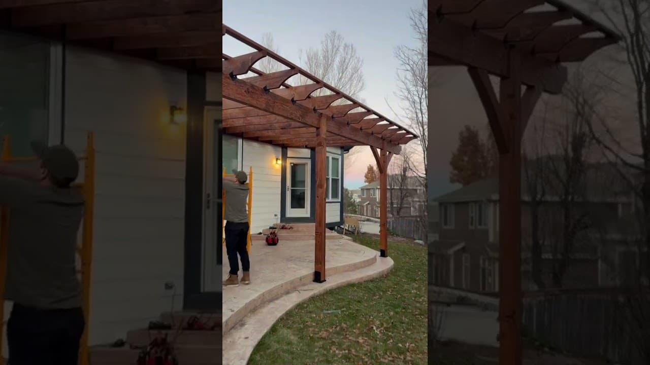 SkyPoly Pergola Patio Cover GOING UP✅ in Denver! #pergola #patiocover #backyardideas #patio #roofing