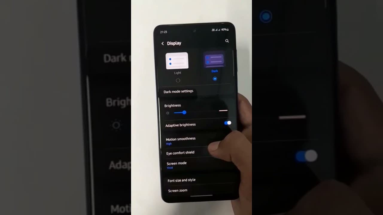 Colour adjustment in samsung galaxy