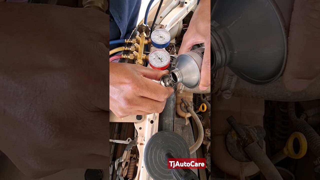 add oil AC compressor without removing#car #airconditioning #tips #mechanic #autoelectrician #shorts