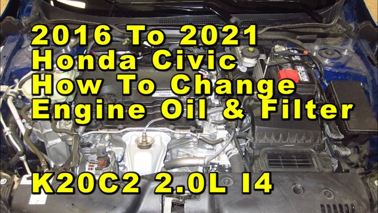 Honda Civic How To Change Engine Oil & Filter 2016 2017 2018 2019 2020 2021 With Part Numbers