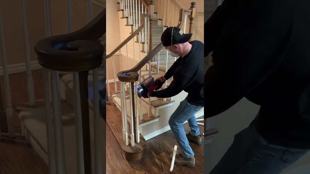 One project— one video! Here's the full staircase remodel for our forever home! #staircasemakeover