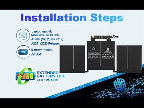 SNSYIY -- How to Replace and Install A1964 Battery in Macbook Pro 13 Inch A1989 & A2251