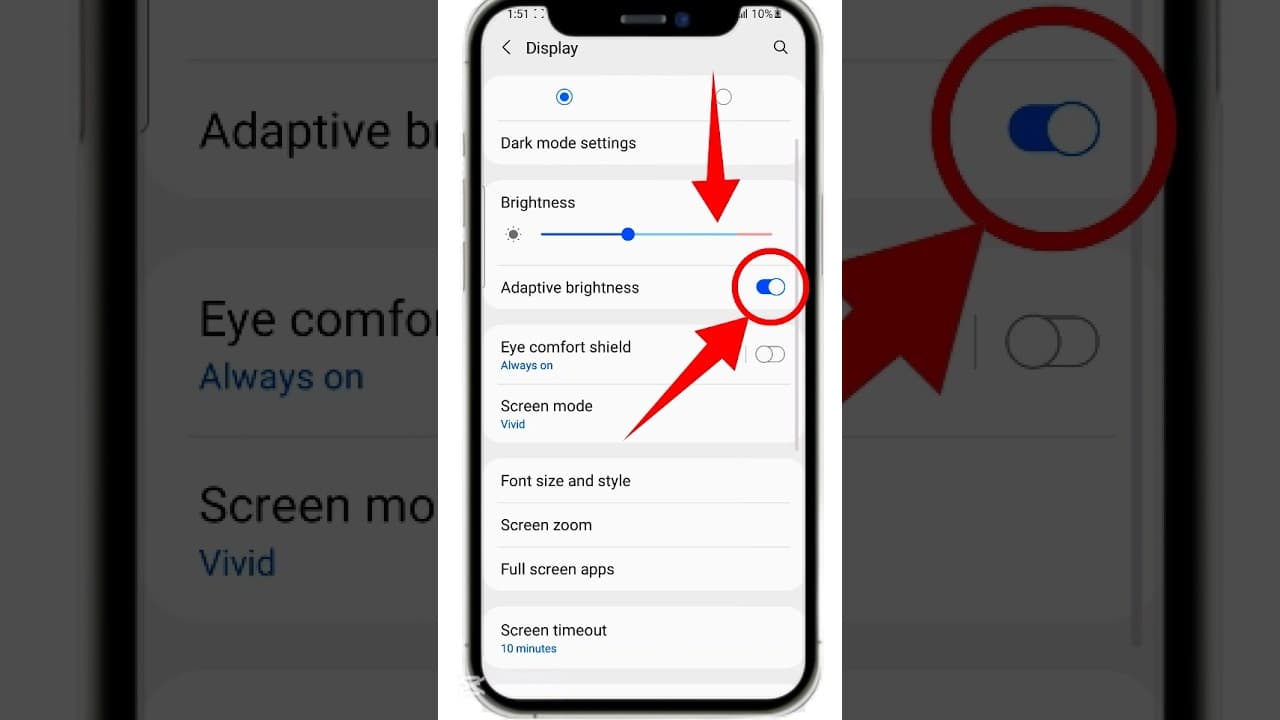 How To Turn On/Off Auto Brightness On Samsung Phones #shorts