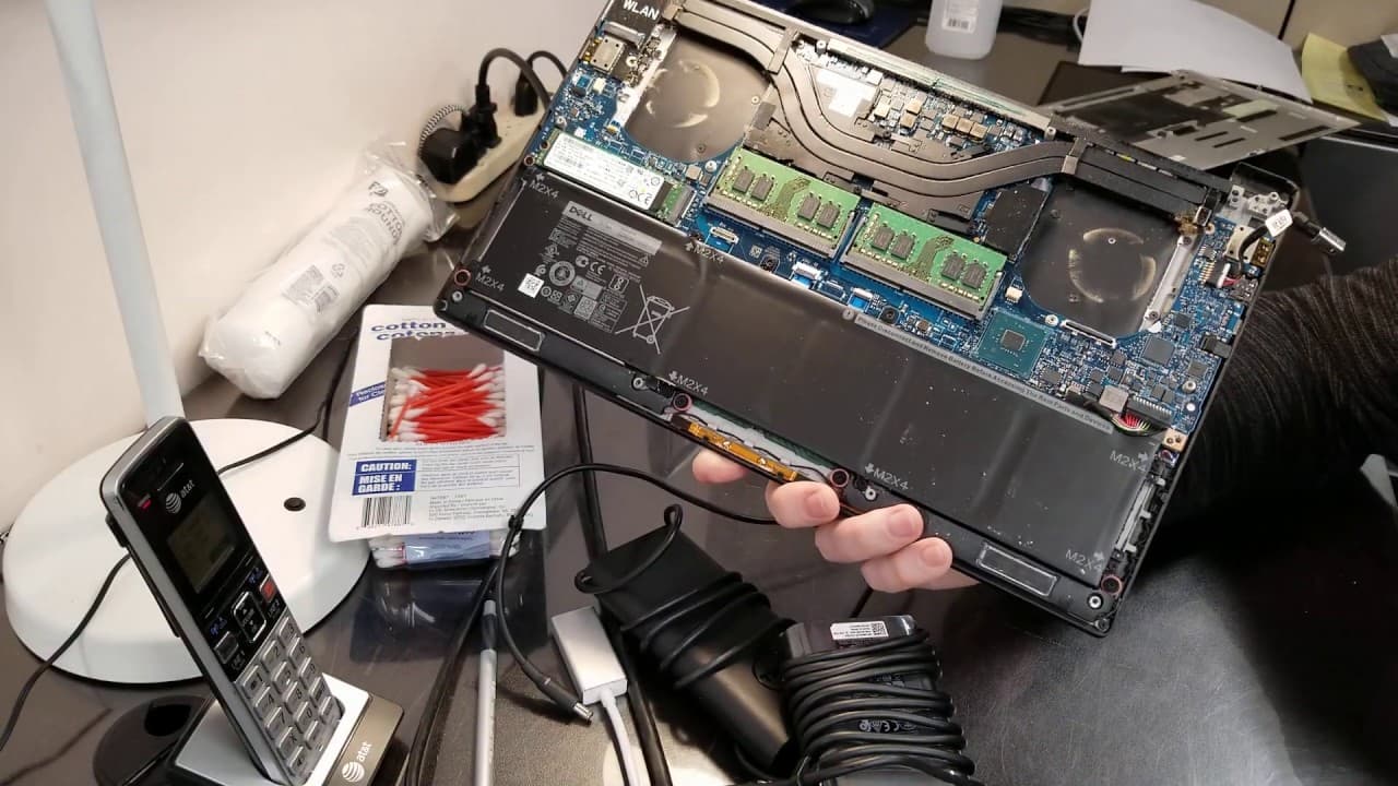 Dell XPS P56F power plug issue overheating cleaning and assembly Part 1