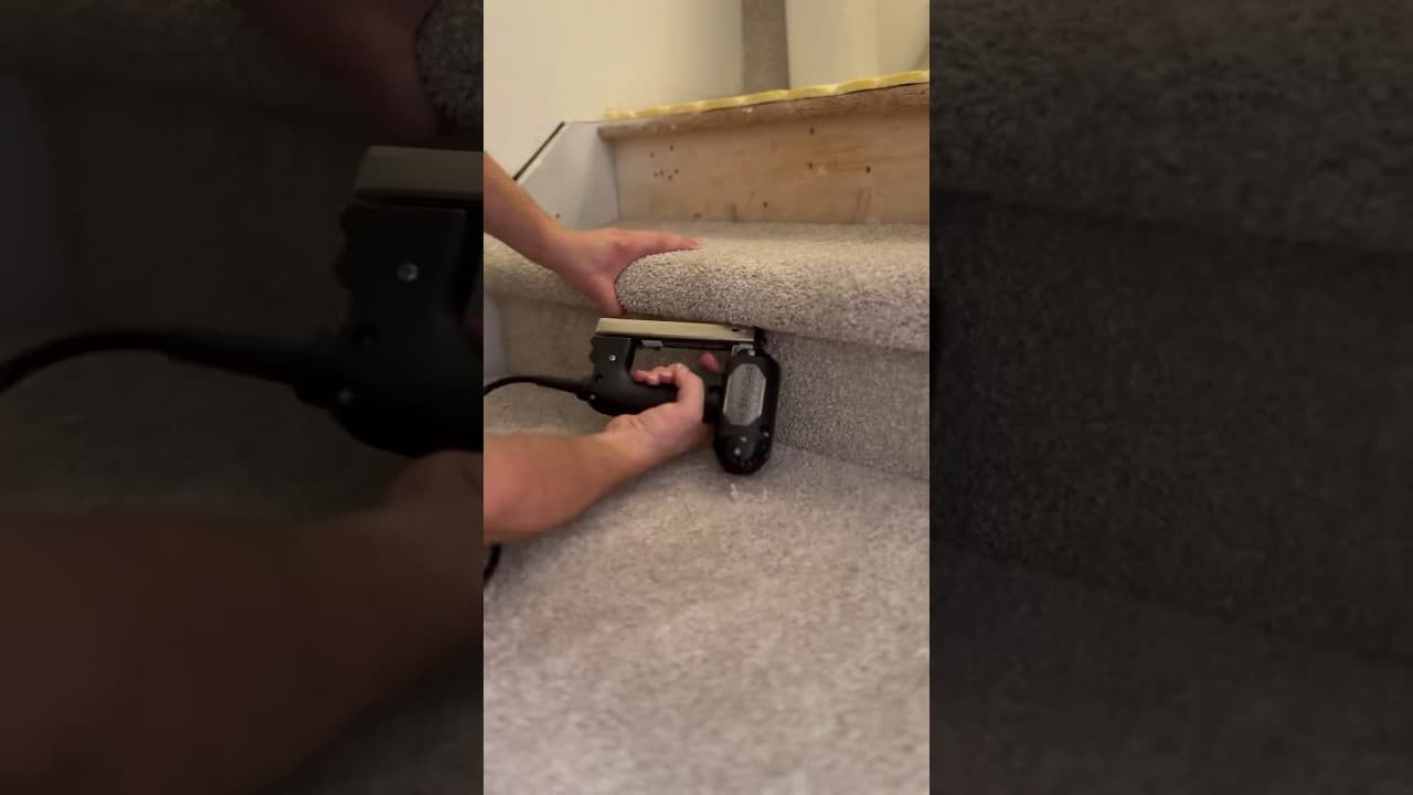 Staircase Carpet Install #homeimprovement #carpetstretching #carpet #rugs #floorcovering #floor