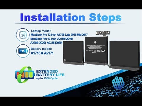 SNSYIY -- How to Replace and Install Battery A1713 & A2171 in Macbook Pro 13 Inch A1708 A2159 A2289