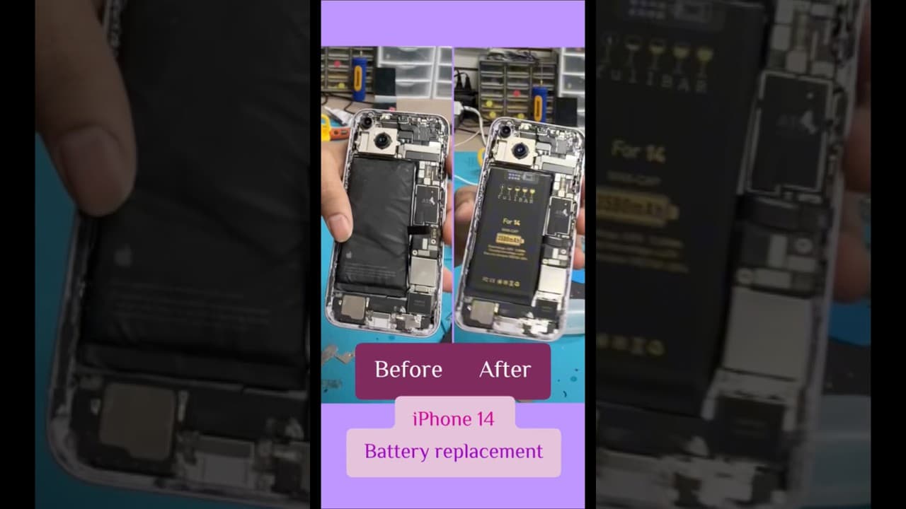iPhone 14 Battery replacement. #smartphone #viral #repair #tech #fix #iphone #battery #technology