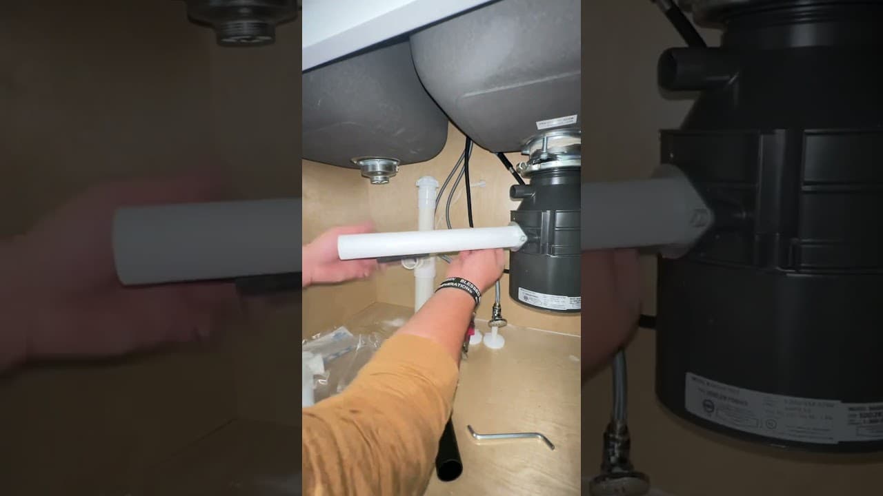 “Watch as we install a kitchen double bowl drain and disposal in no time!  #plumbing #howto #Kitchen
