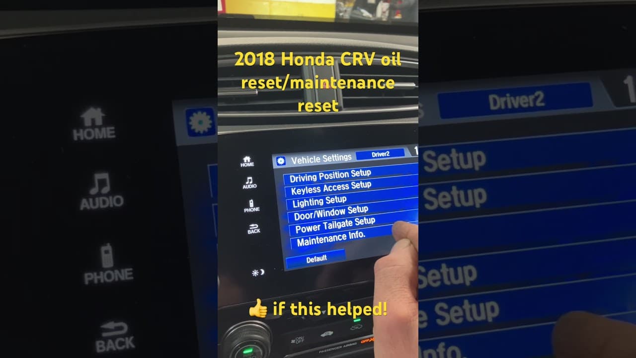 2018 Honda CRV oil reset/ maintenance reset