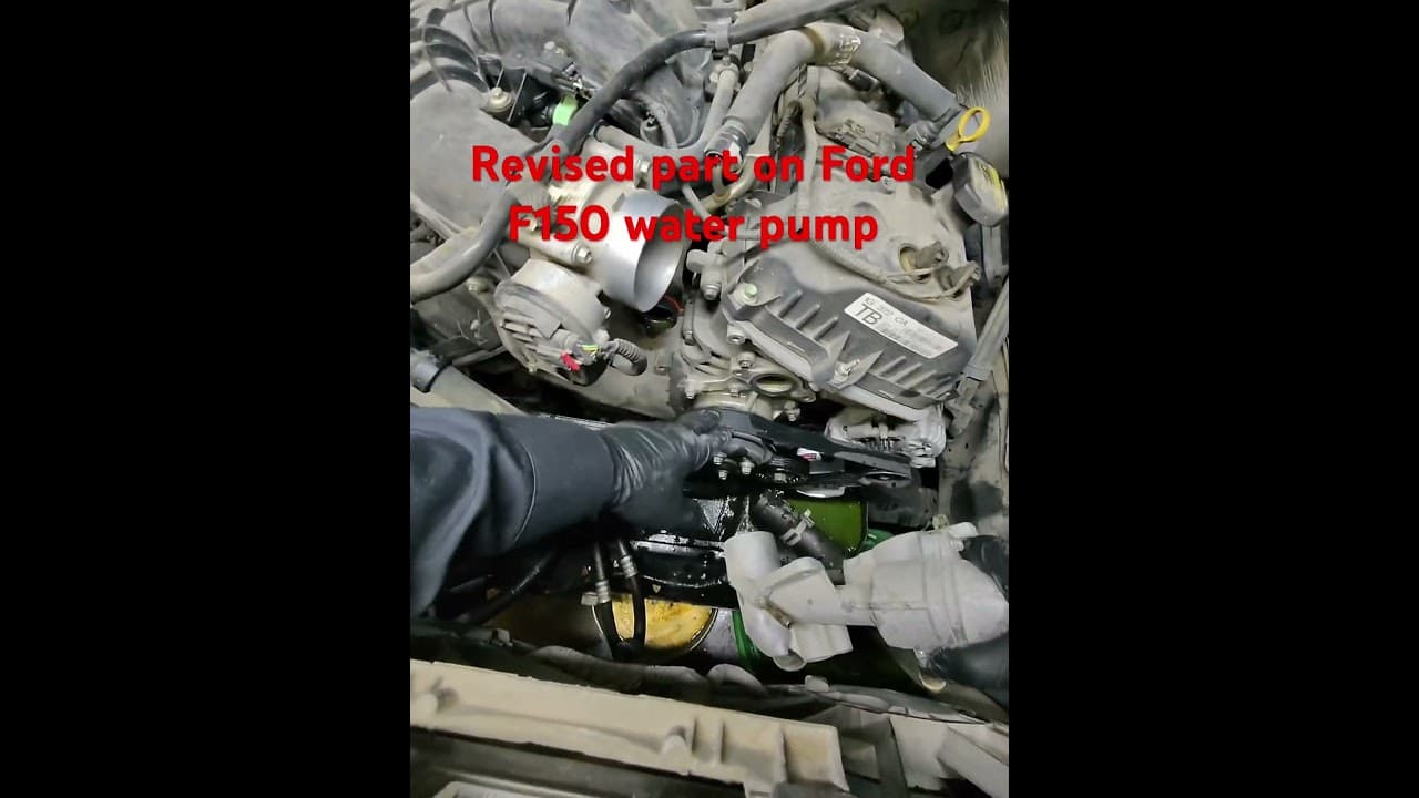 Revised water pump on Ford F150 . #carmaintenance #techtips