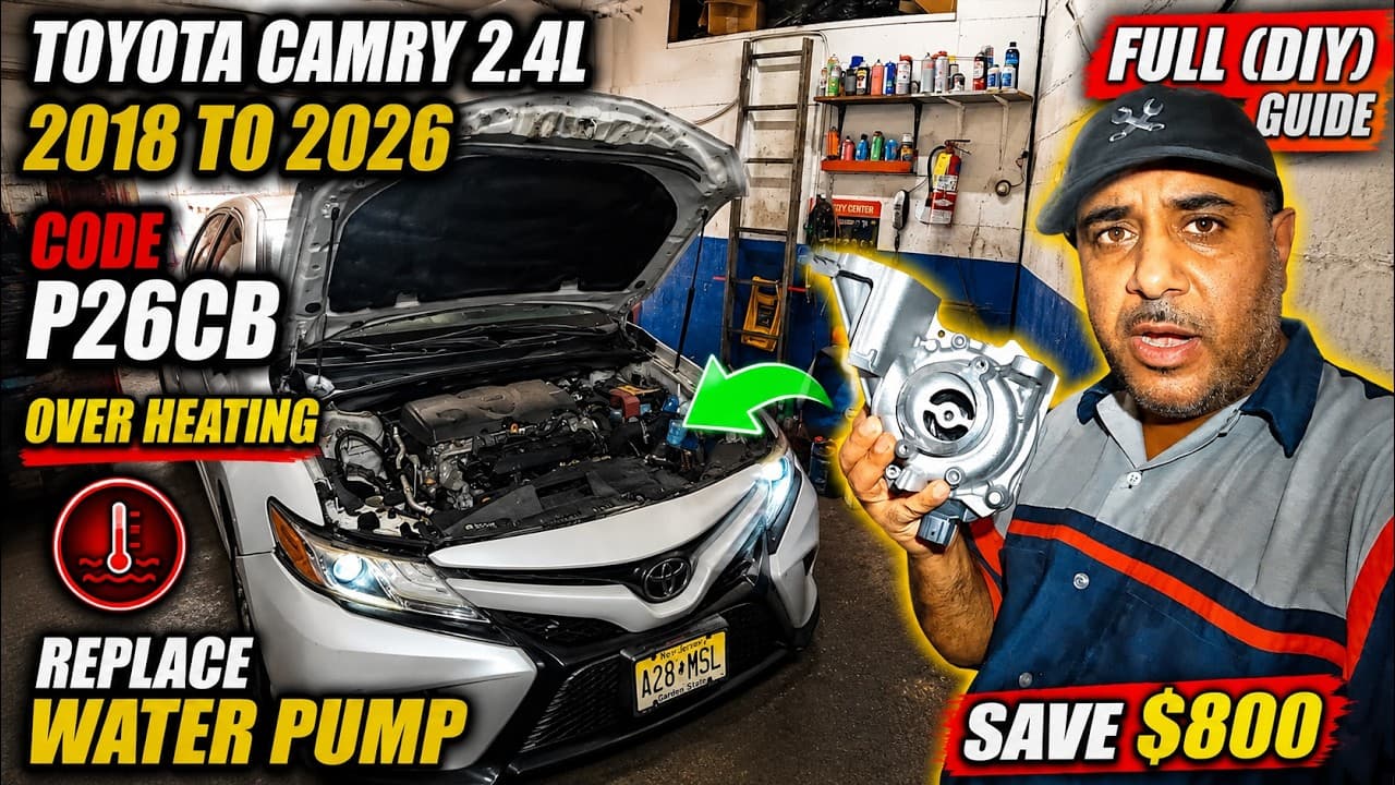 Toyota Camry 2018 to 2024 Replacing Electric water pump Code P26CB DIY save $600